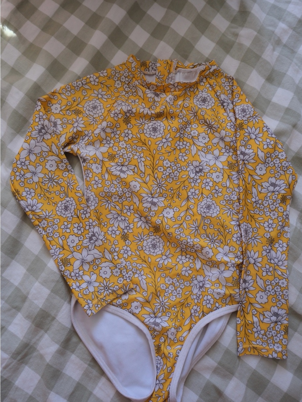 Cat & Jack Girls' Yellow Floral Long-Sleeve Swim Rashguard